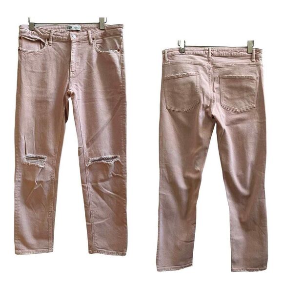 Zara Baby Pink Stretchy Distressed Skinny Jean Size 10 - Picture 1 of 9